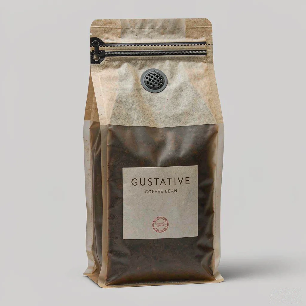Custom coffee stand-up pouch with degassing valve